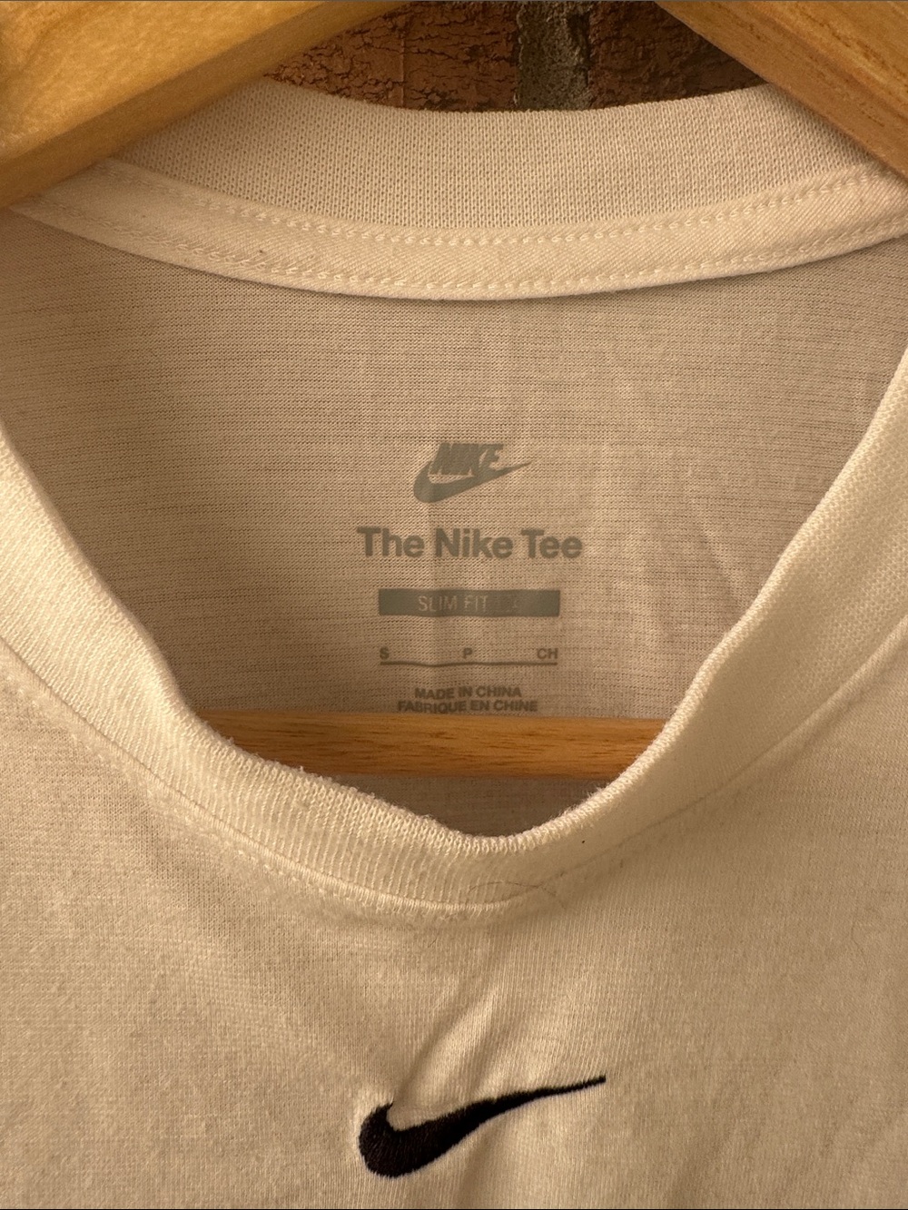 Nike White Cropped Crew Tee with Black Swoosh - Picture 2 of 4